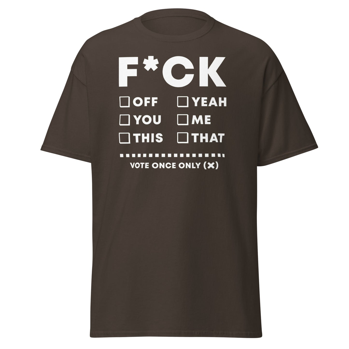 F*CK Checklist Funny Adult Humor T-Shirt - Dark Chocolate - T-Shirts Online