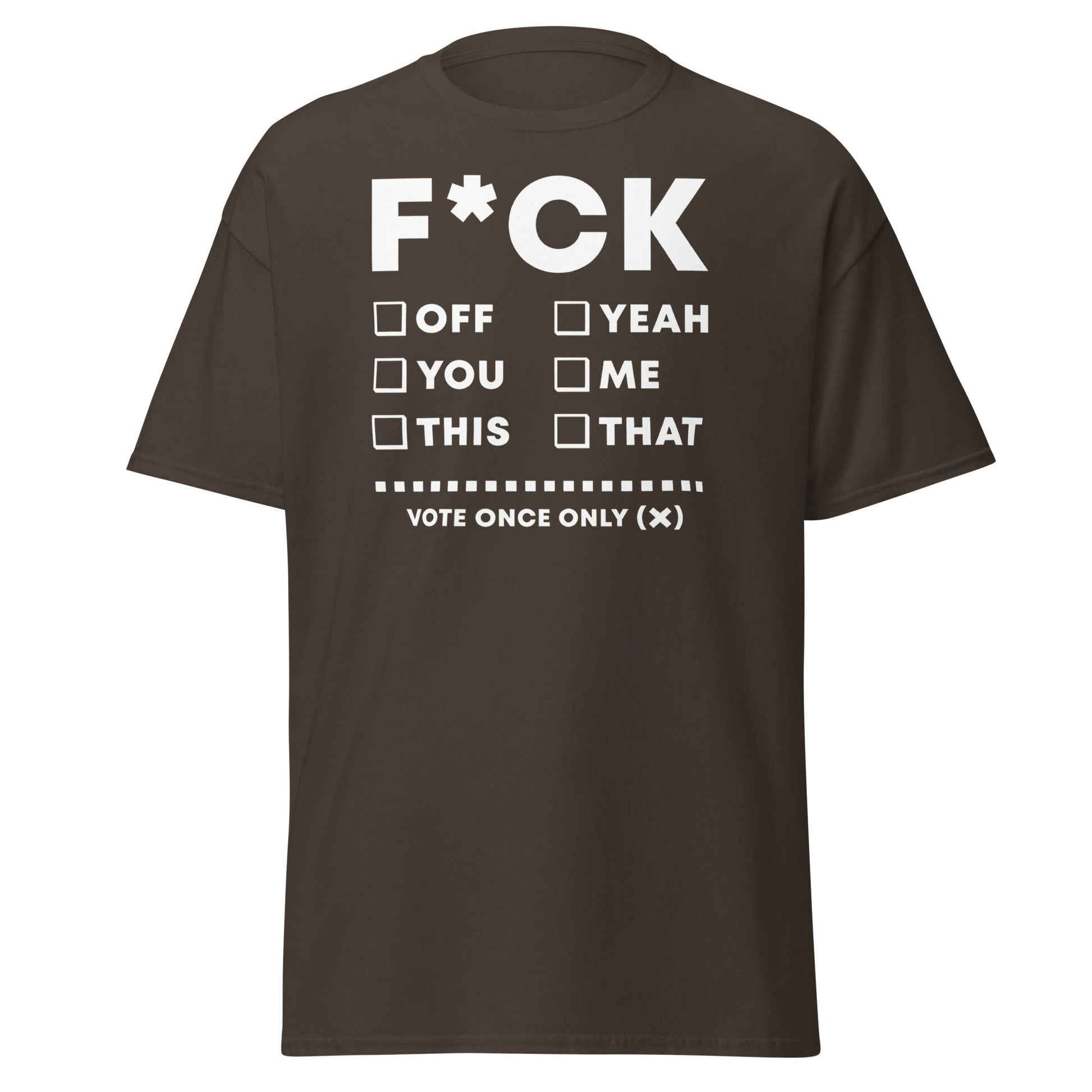 F*CK Checklist Funny Adult Humor T-Shirt - Dark Chocolate - T-Shirts Online