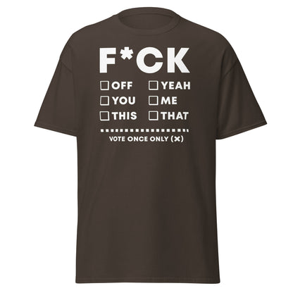 F*CK Checklist Funny Adult Humor T-Shirt - Dark Chocolate - T-Shirts Online