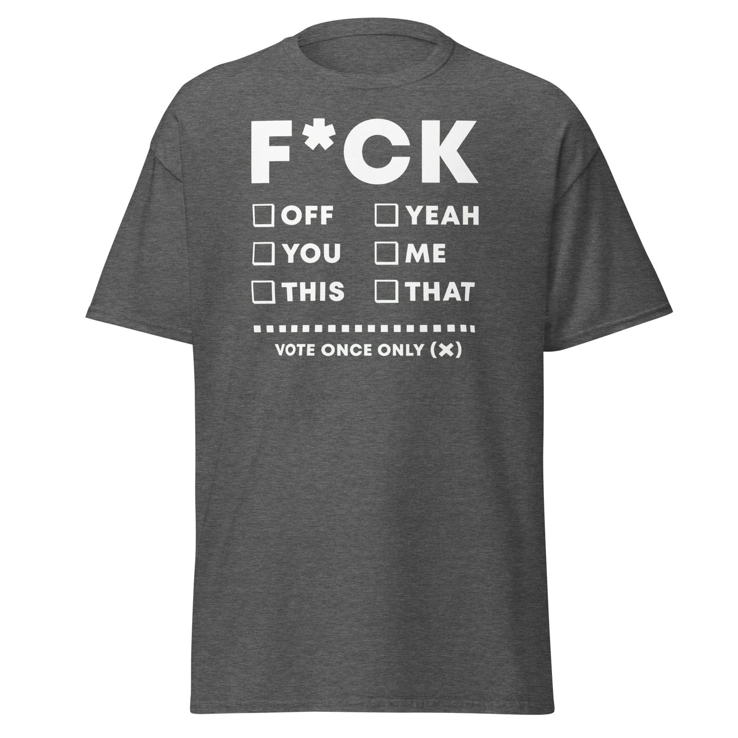 F*CK Checklist Funny Adult Humor T-Shirt - Dark Heather - T-Shirts Online