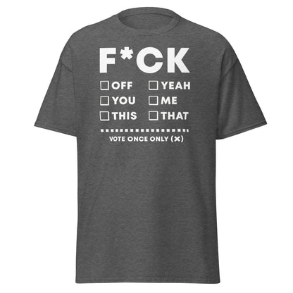 F*CK Checklist Funny Adult Humor T-Shirt - Dark Heather - T-Shirts Online