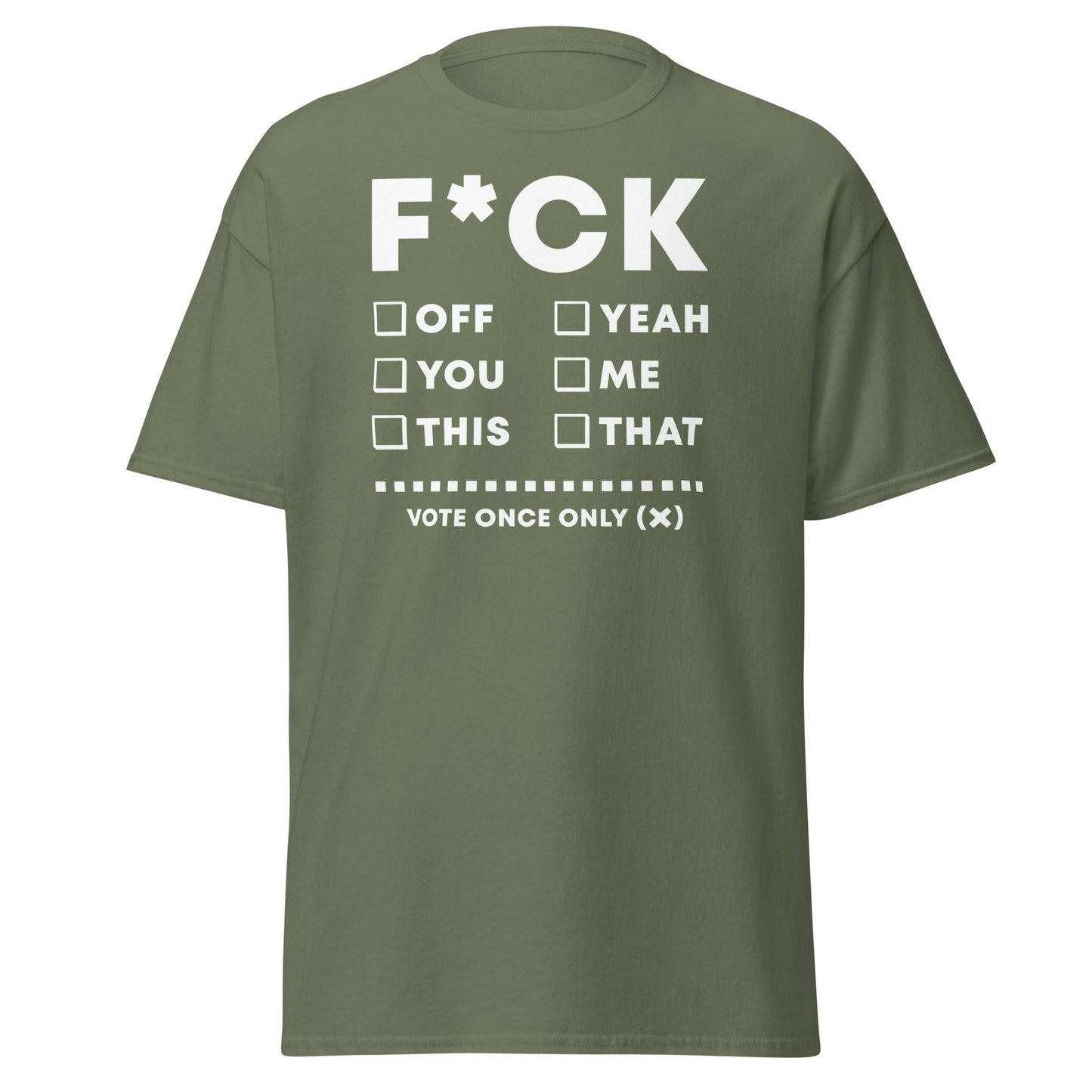 F*CK Checklist Funny Adult Humor T-Shirt - Military Green - T-Shirts Online