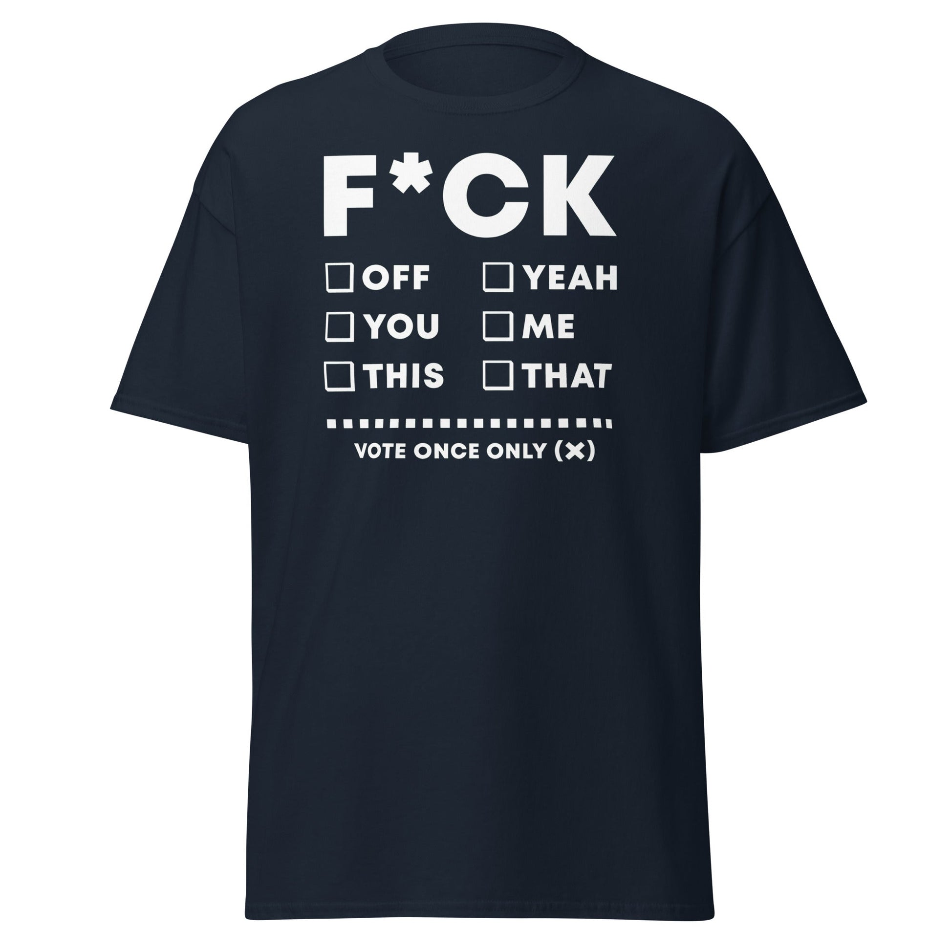 F*CK Checklist Funny Adult Humor T-Shirt - Navy - T-Shirts Online