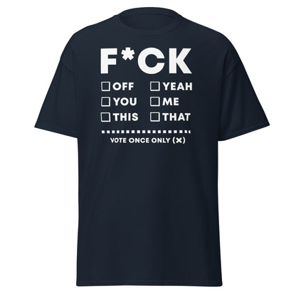 F*CK Checklist Funny Adult Humor T-Shirt - Navy - T-Shirts Online