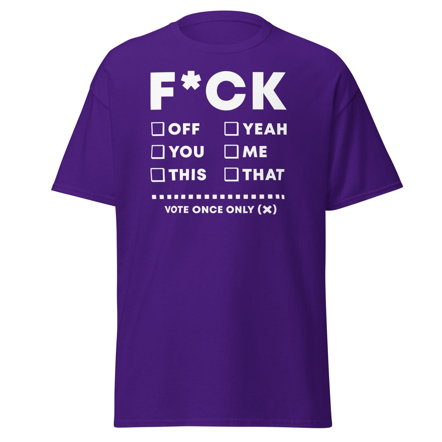 F*CK Checklist Funny Adult Humor T-Shirt - Purple - T-Shirts Online