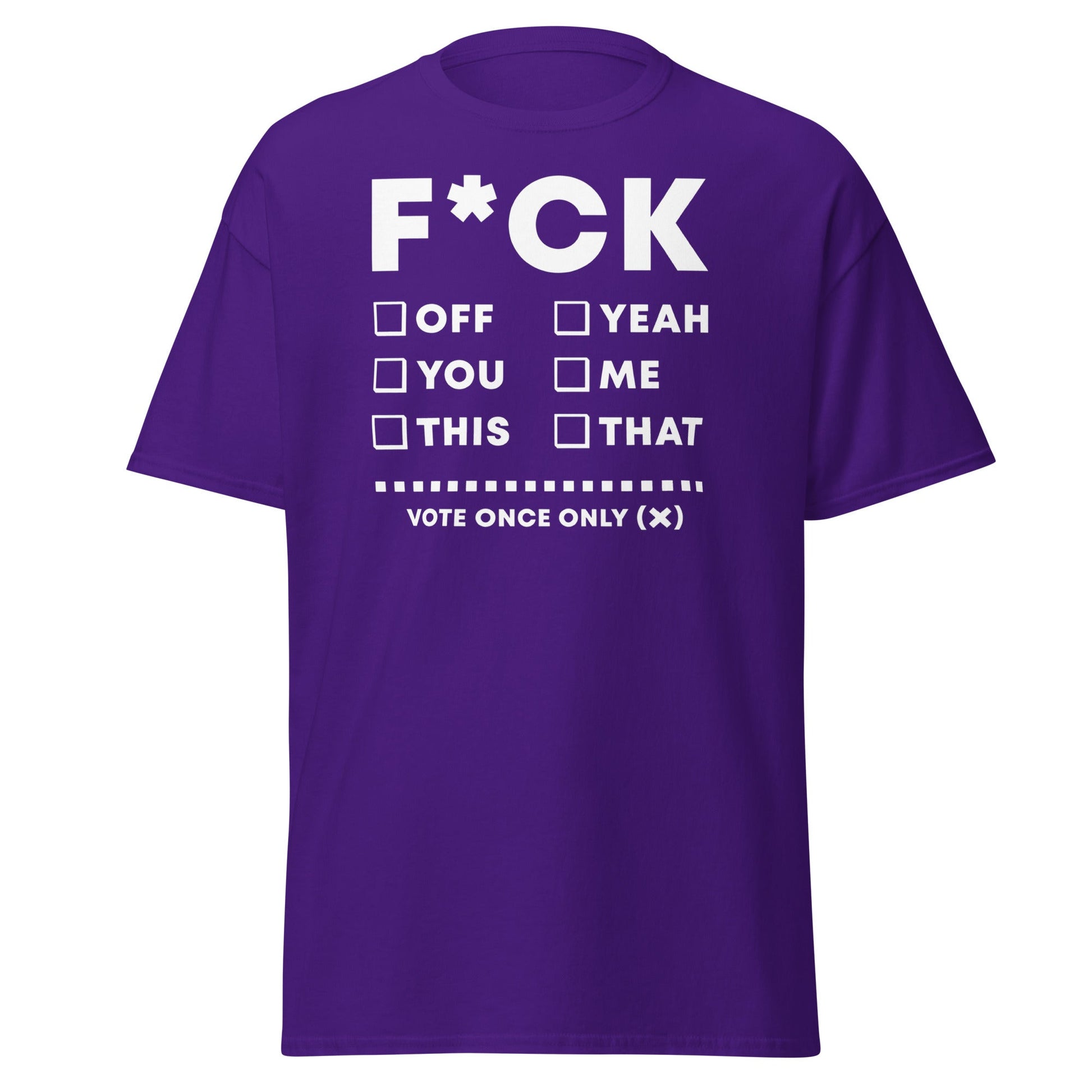 F*CK Checklist Funny Adult Humor T-Shirt - Purple - T-Shirts Online