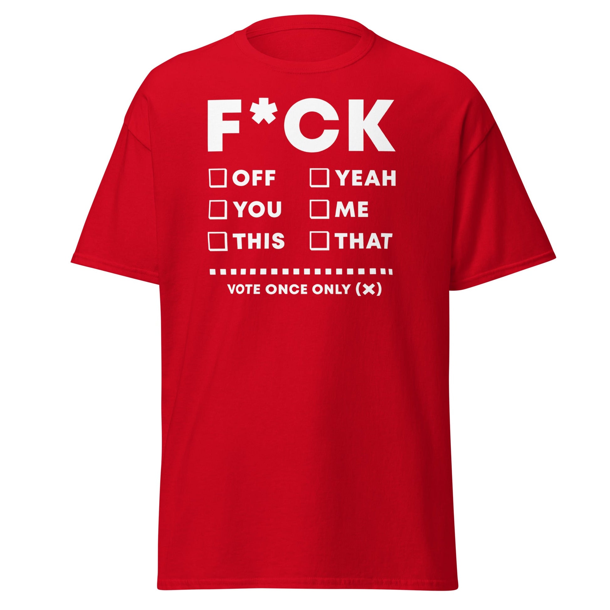 F*CK Checklist Funny Adult Humor T-Shirt - Red - T-Shirts Online