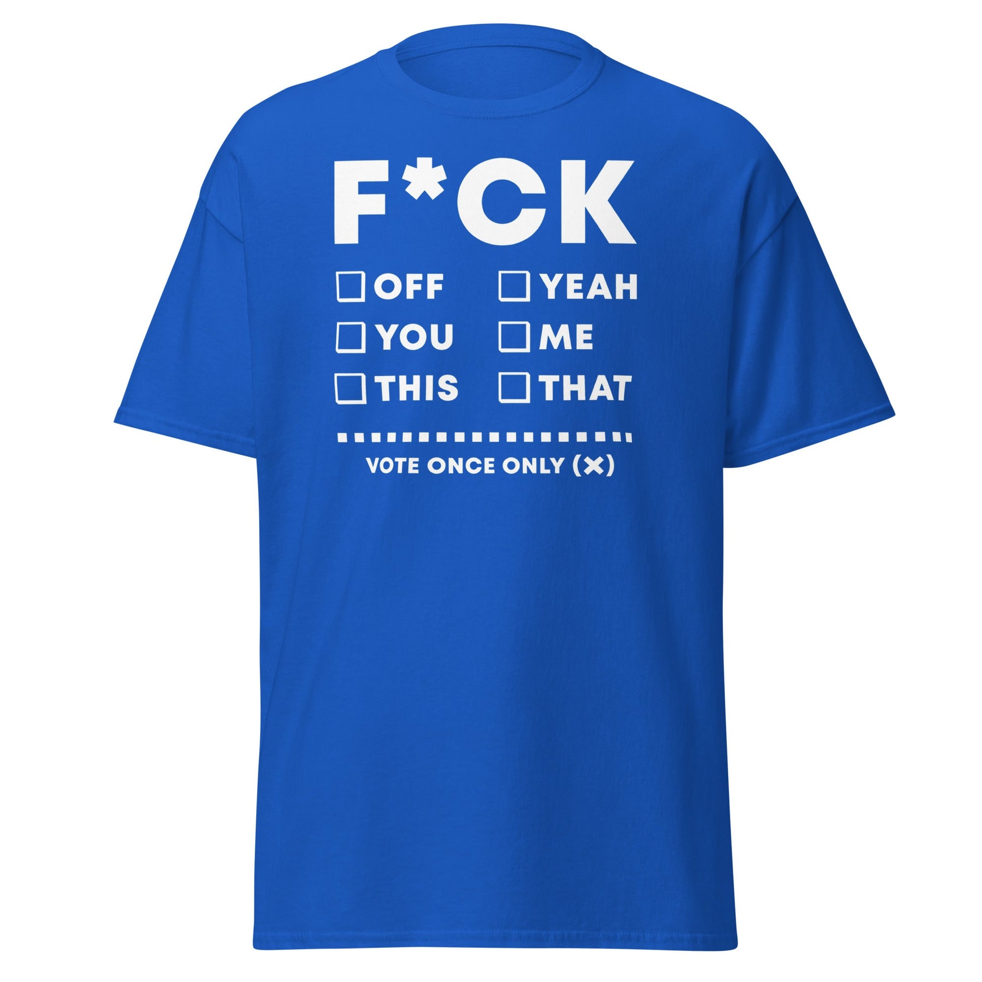 F*CK Checklist Funny Adult Humor T-Shirt - Royal - T-Shirts Online