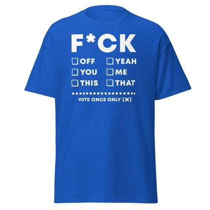 F*CK Checklist Funny Adult Humor T-Shirt - Royal - T-Shirts Online