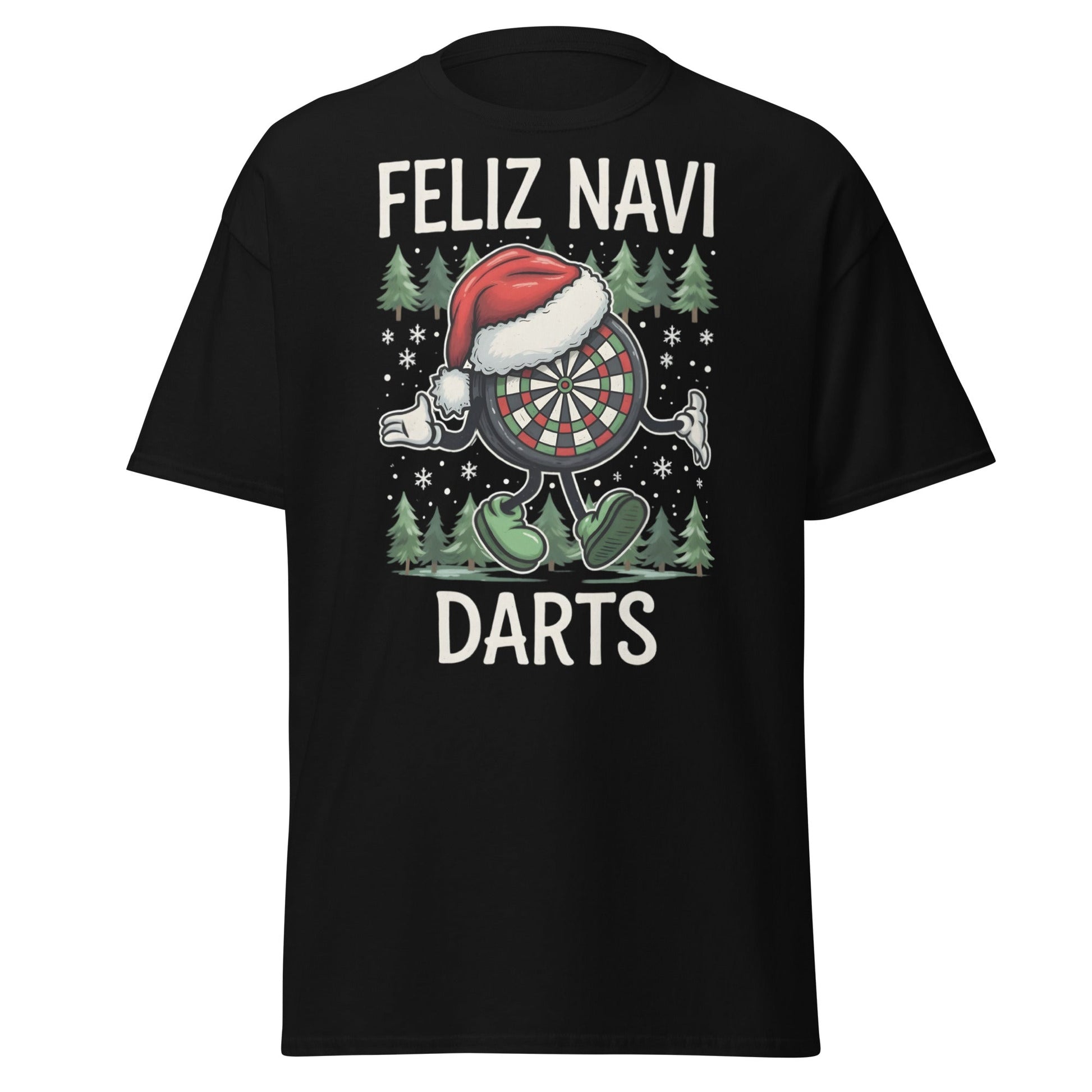 Feliz Navi Darts T-Shirt - Funny Christmas Darts Lover Tee - Black - T-Shirts Online