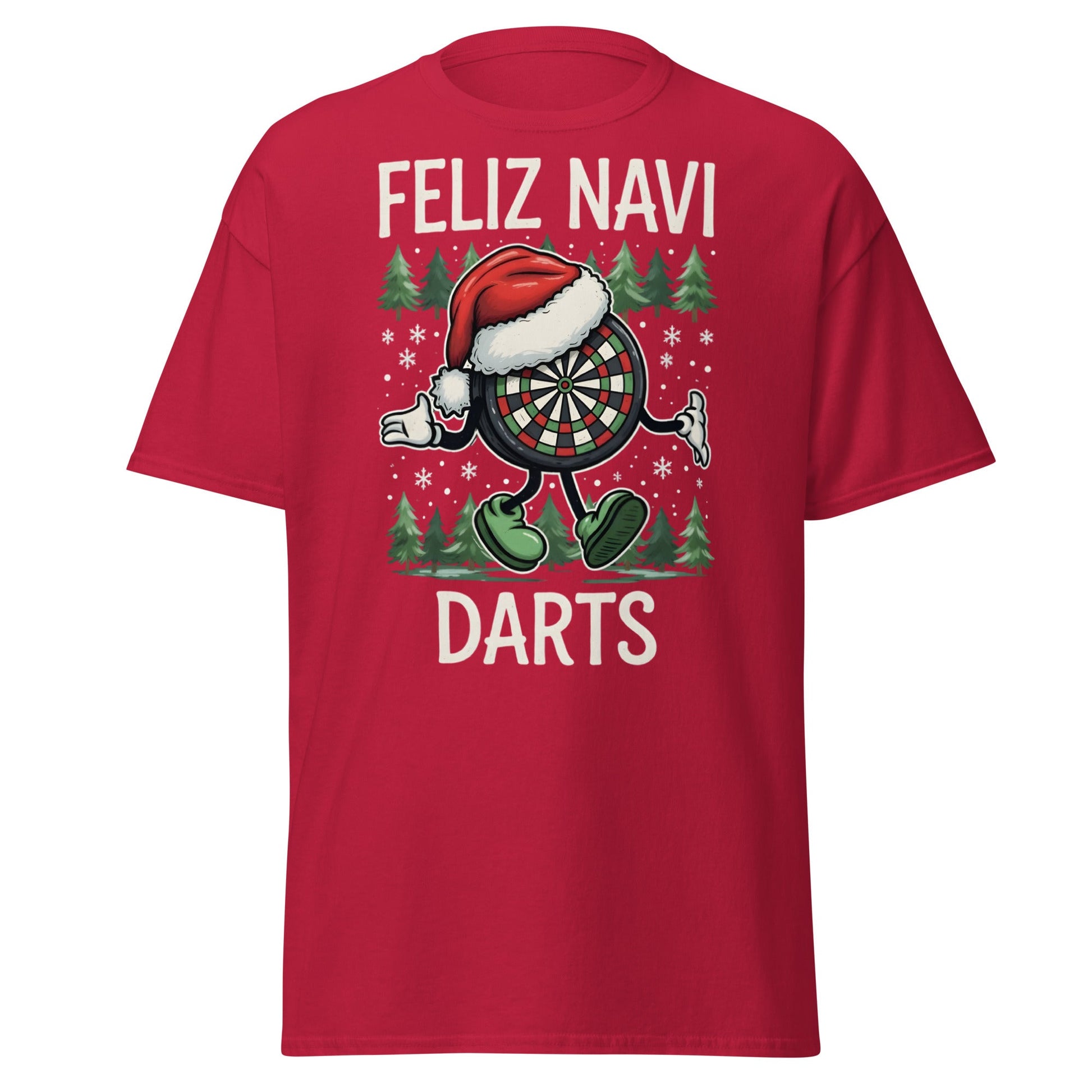 Feliz Navi Darts T-Shirt - Funny Christmas Darts Lover Tee - Cardinal - T-Shirts Online