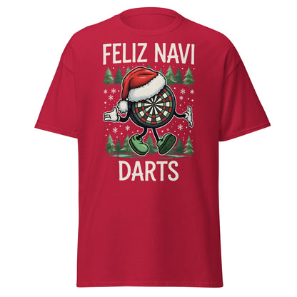 Feliz Navi Darts T-Shirt - Funny Christmas Darts Lover Tee - Cardinal - T-Shirts Online