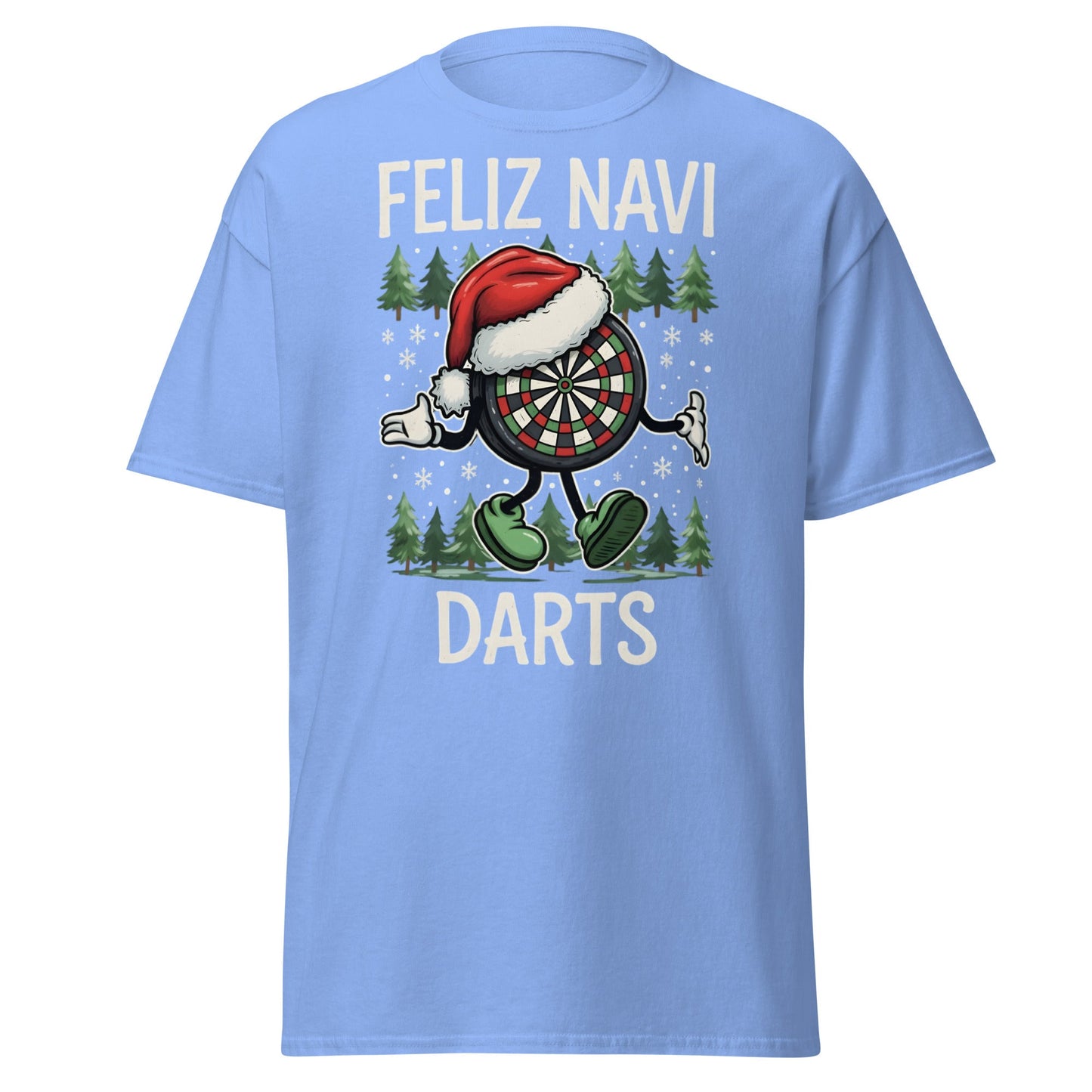 Feliz Navi Darts T-Shirt - Funny Christmas Darts Lover Tee - Carolina Blue - T-Shirts Online