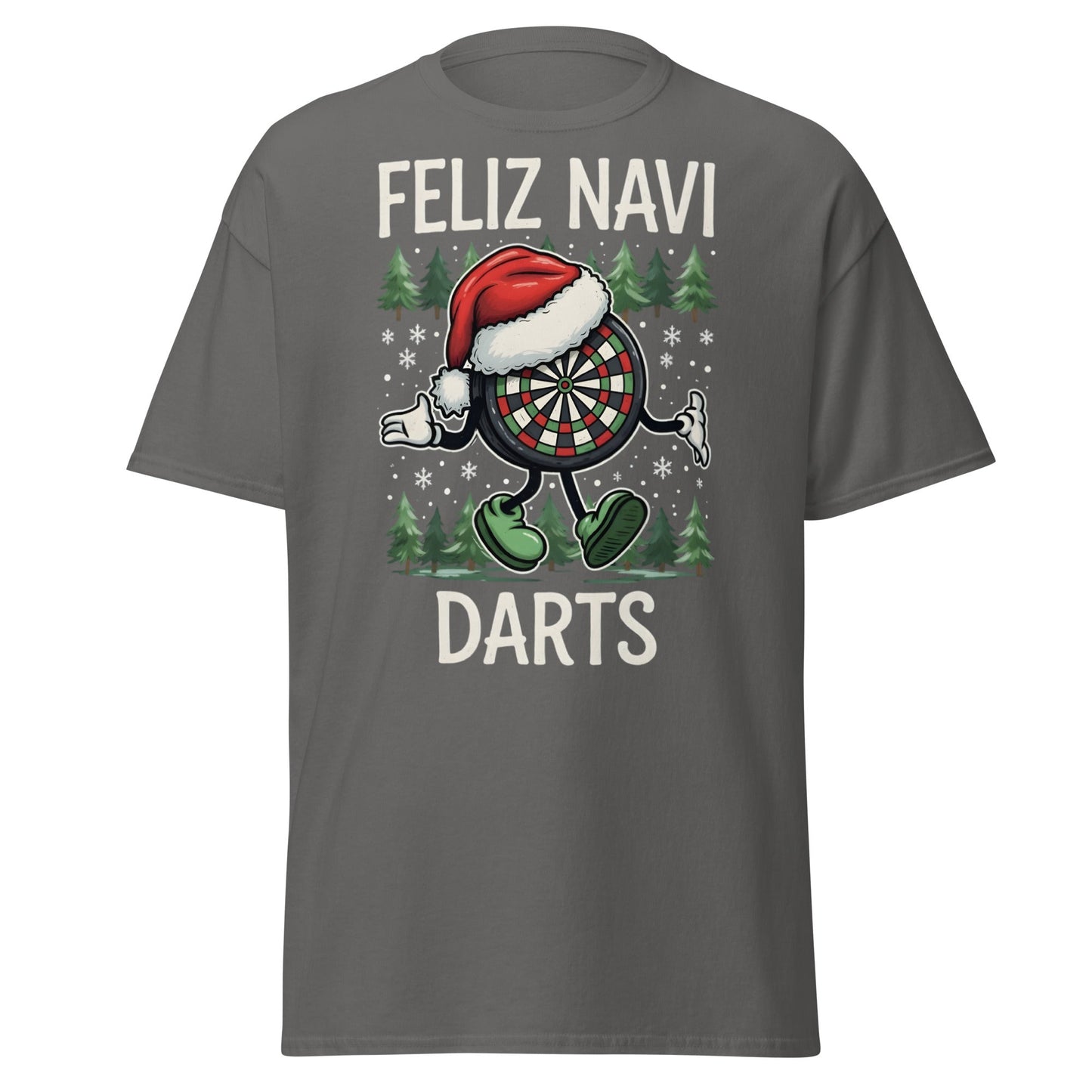 Feliz Navi Darts T-Shirt - Funny Christmas Darts Lover Tee - Charcoal - T-Shirts Online