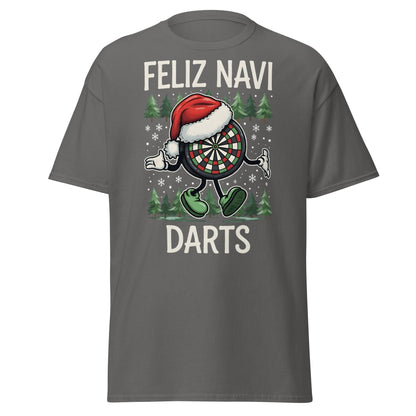Feliz Navi Darts T-Shirt - Funny Christmas Darts Lover Tee - Charcoal - T-Shirts Online