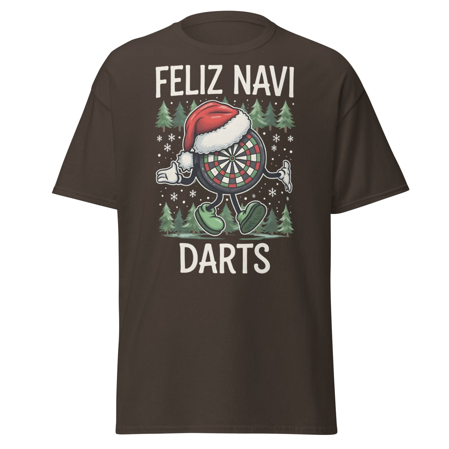 Feliz Navi Darts T-Shirt - Funny Christmas Darts Lover Tee - Dark Chocolate - T-Shirts Online