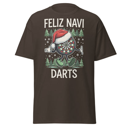 Feliz Navi Darts T-Shirt - Funny Christmas Darts Lover Tee - Dark Chocolate - T-Shirts Online