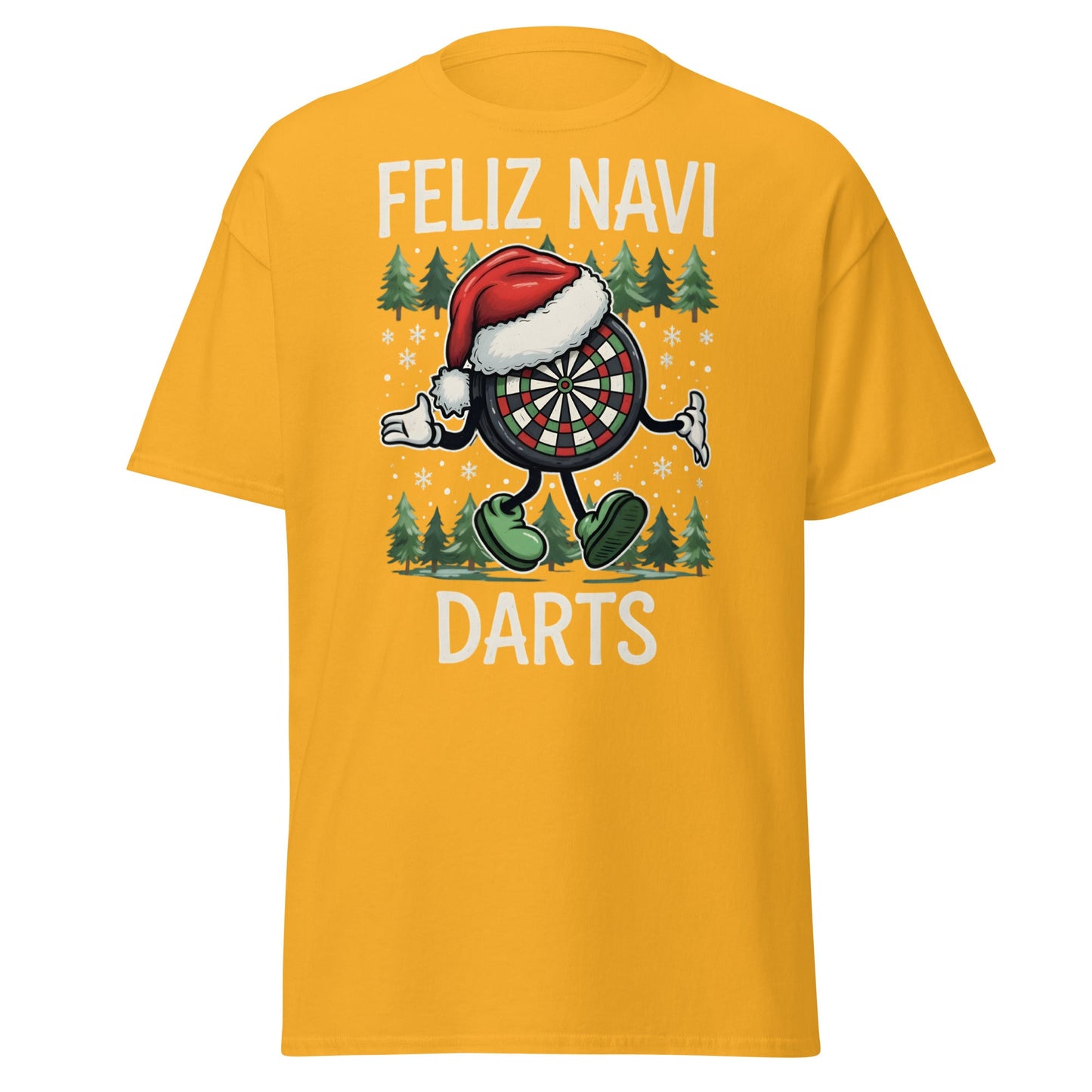 Feliz Navi Darts T-Shirt - Funny Christmas Darts Lover Tee - Gold - T-Shirts Online