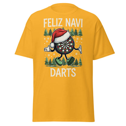 Feliz Navi Darts T-Shirt - Funny Christmas Darts Lover Tee - Gold - T-Shirts Online
