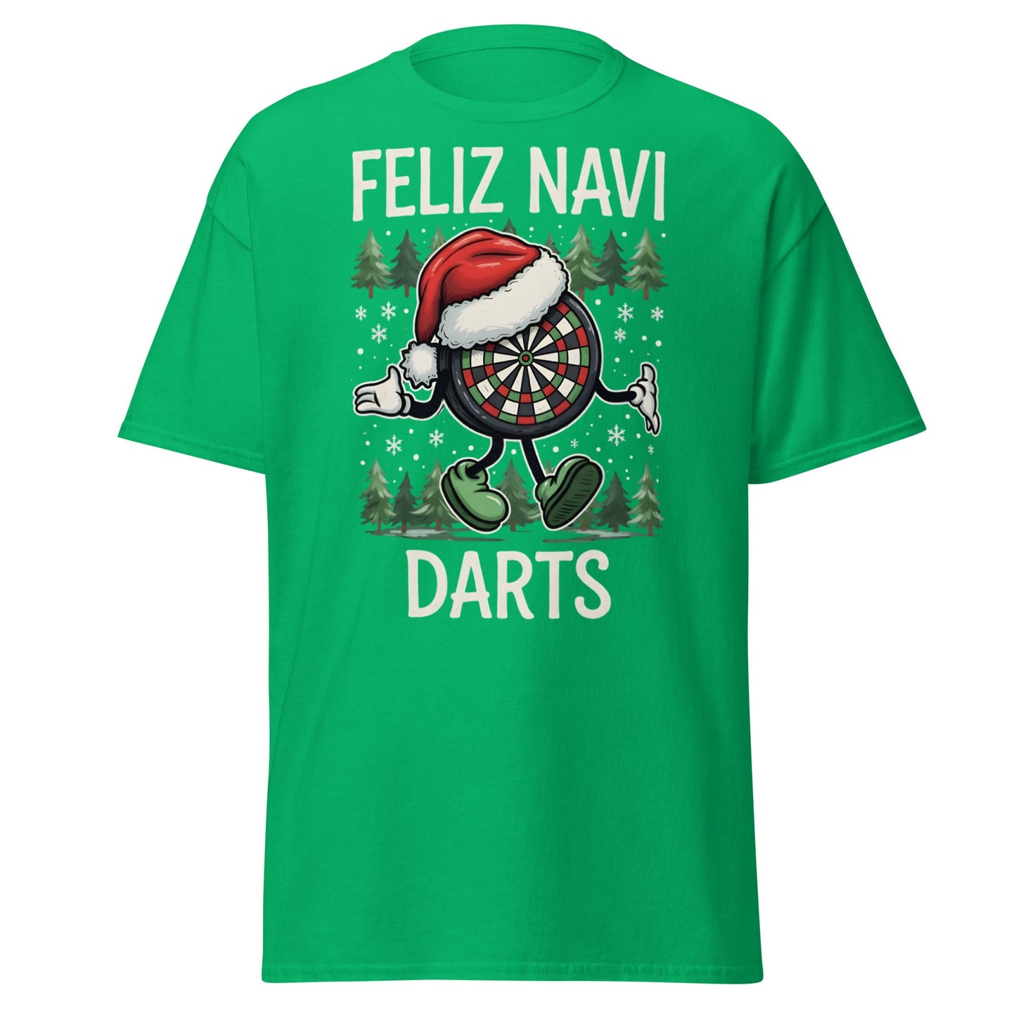 Feliz Navi Darts T-Shirt - Funny Christmas Darts Lover Tee - Irish Green - T-Shirts Online