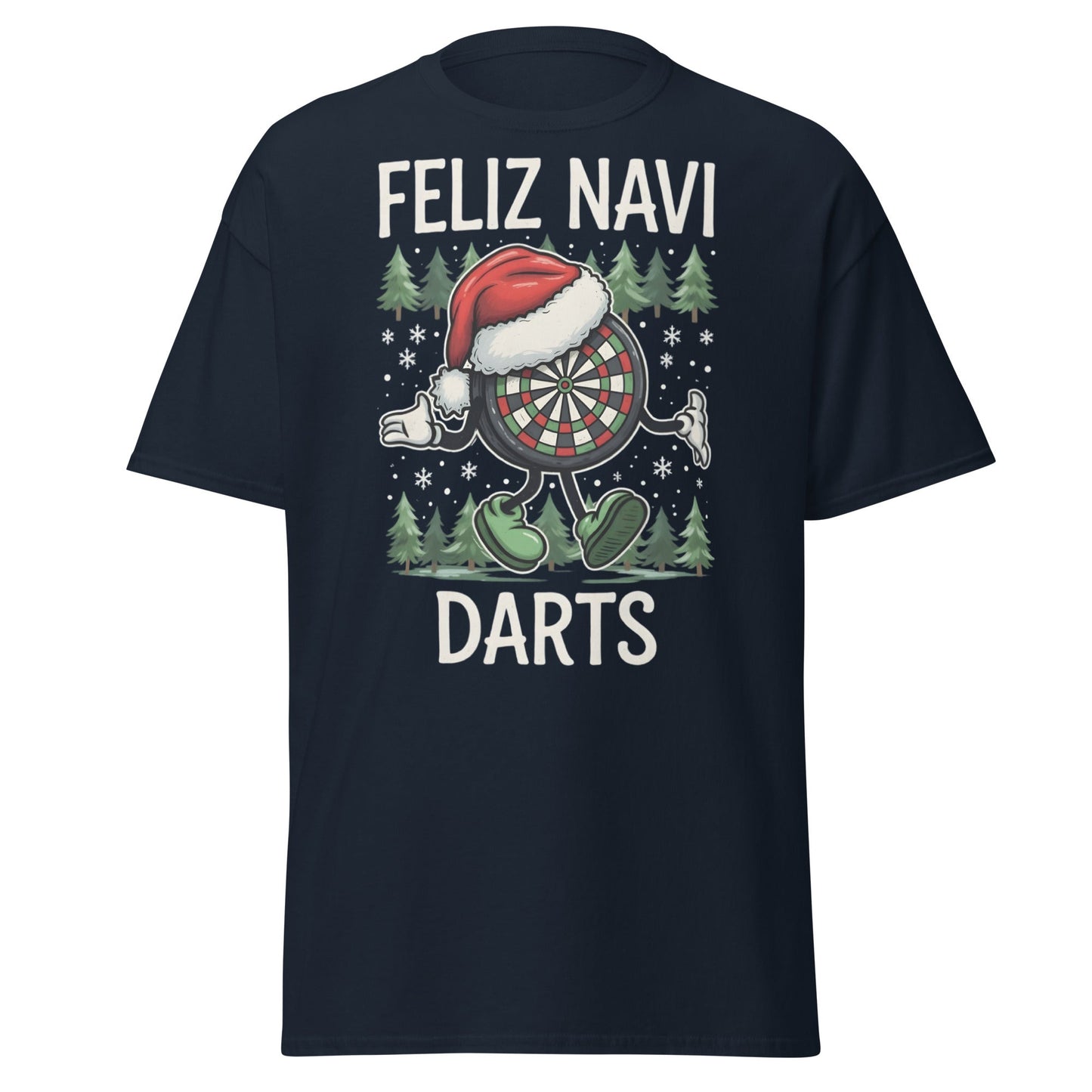 Feliz Navi Darts T-Shirt - Funny Christmas Darts Lover Tee - Navy - T-Shirts Online