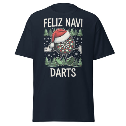 Feliz Navi Darts T-Shirt - Funny Christmas Darts Lover Tee - Navy - T-Shirts Online