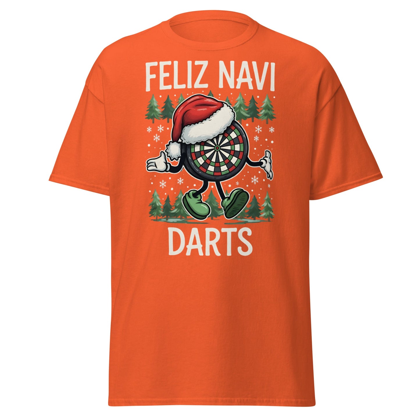 Feliz Navi Darts T-Shirt - Funny Christmas Darts Lover Tee - Orange - T-Shirts Online
