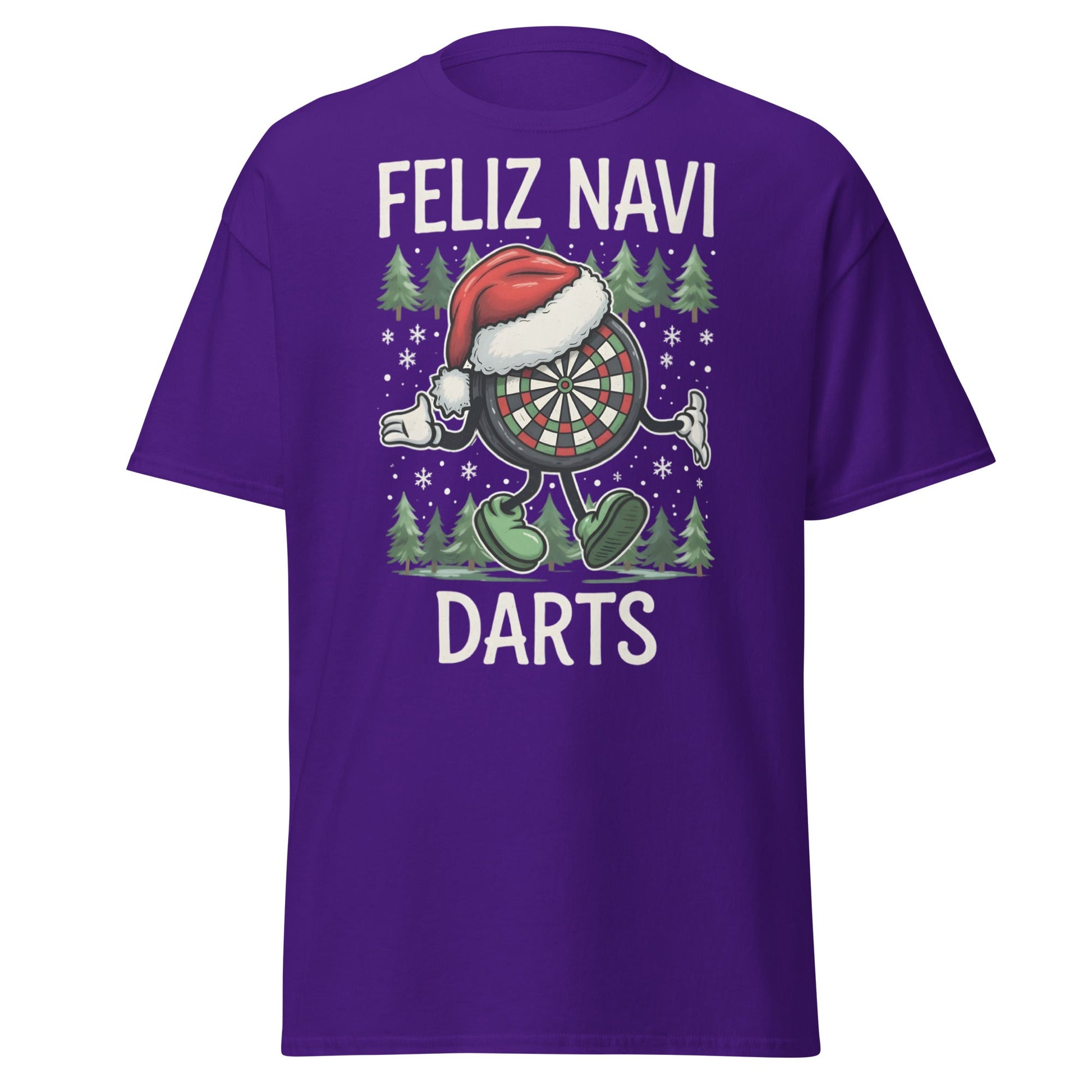 Feliz Navi Darts T-Shirt - Funny Christmas Darts Lover Tee - Purple - T-Shirts Online