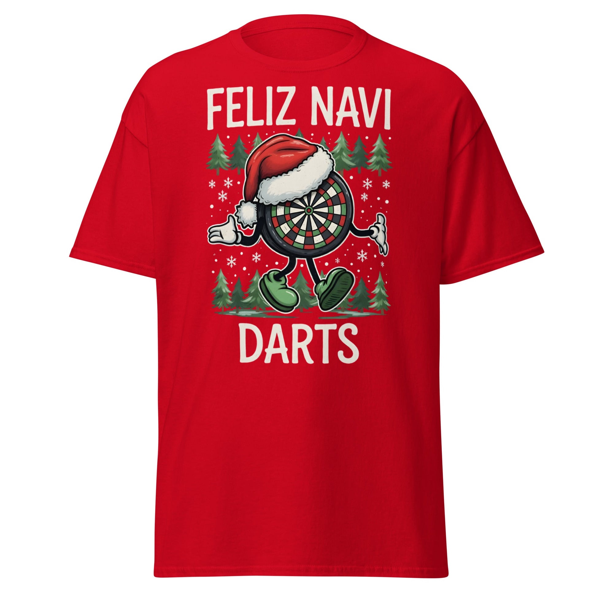 Feliz Navi Darts T-Shirt - Funny Christmas Darts Lover Tee - Red - T-Shirts Online