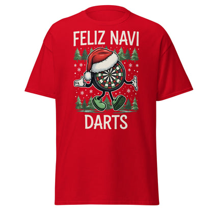 Feliz Navi Darts T-Shirt - Funny Christmas Darts Lover Tee - Red - T-Shirts Online