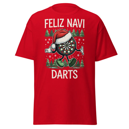 Feliz Navi Darts T-Shirt - Funny Christmas Darts Lover Tee - Red - T-Shirts Online