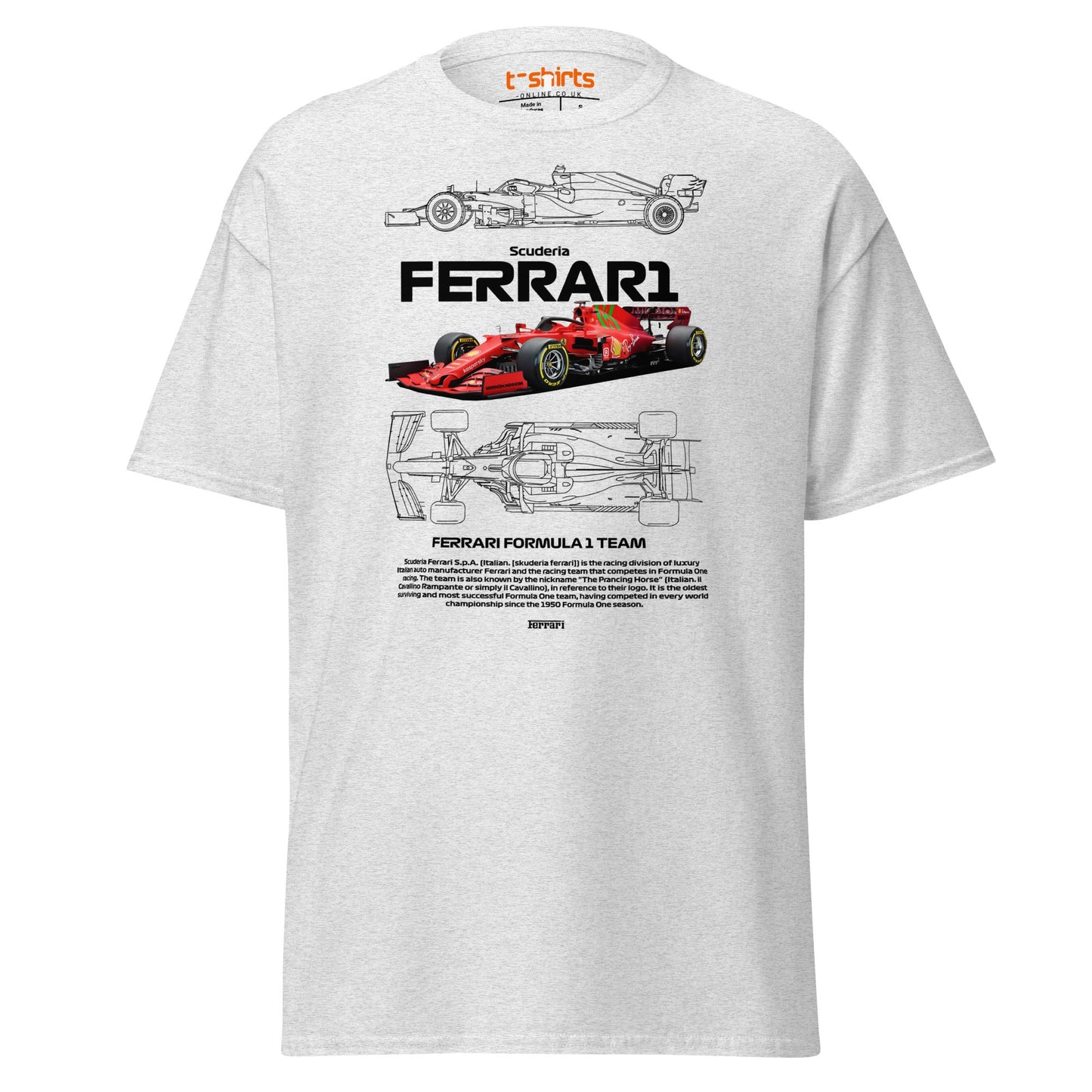 Ferrari Formula 1 T-Shirt | Racing Team Fan Tee - Ash - T-Shirts Online