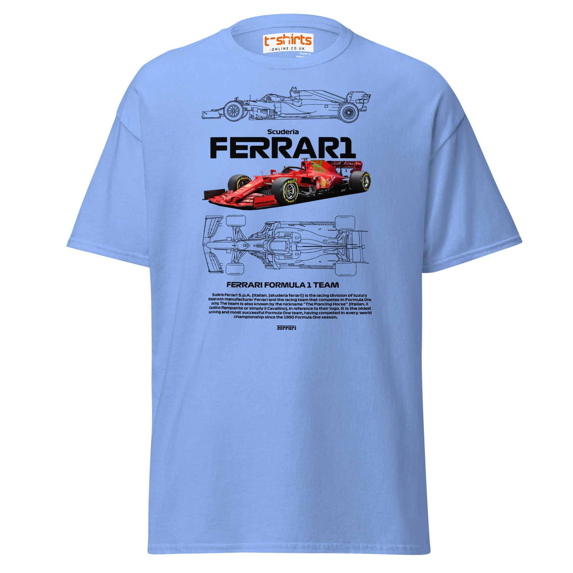 Ferrari Formula 1 T-Shirt | Racing Team Fan Tee - Carolina Blue - T-Shirts Online