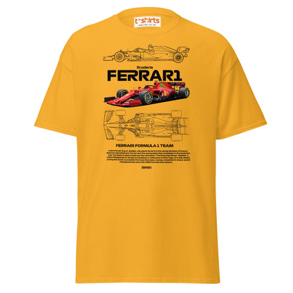 Ferrari Formula 1 T-Shirt | Racing Team Fan Tee - Gold - T-Shirts Online