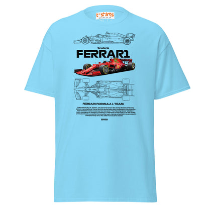 Ferrari Formula 1 T-Shirt | Racing Team Fan Tee - Sky - T-Shirts Online
