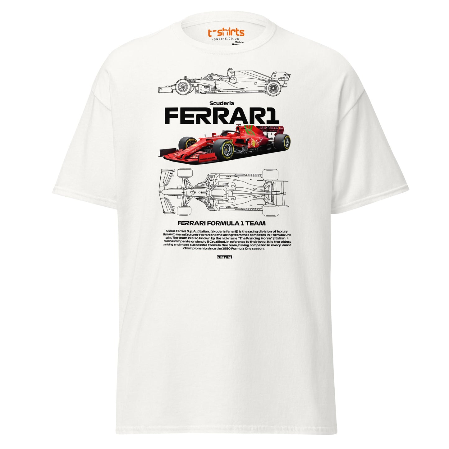 Ferrari Formula 1 T-Shirt | Racing Team Fan Tee - White - T-Shirts Online