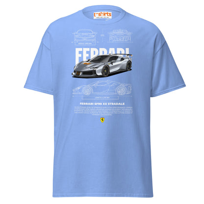 Ferrari SF90 XX Stradale T-Shirt | Supercar Power Tee - Carolina Blue - T-Shirts Online