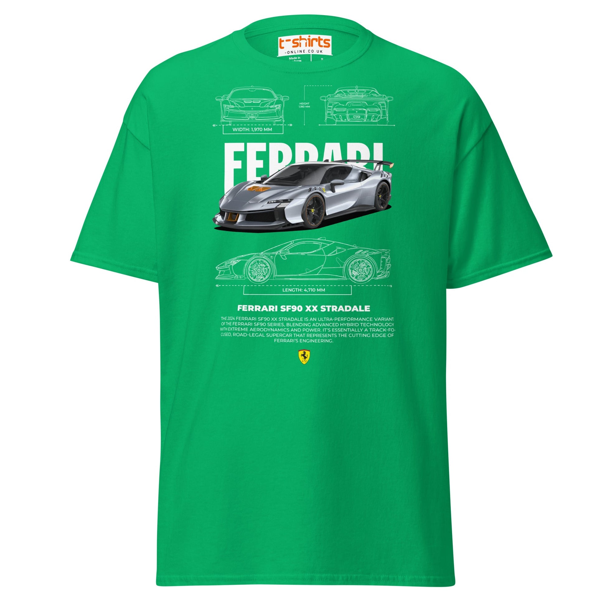 Ferrari SF90 XX Stradale T-Shirt | Supercar Power Tee - Irish Green - T-Shirts Online