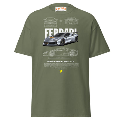 Ferrari SF90 XX Stradale T-Shirt | Supercar Power Tee - Military Green - T-Shirts Online