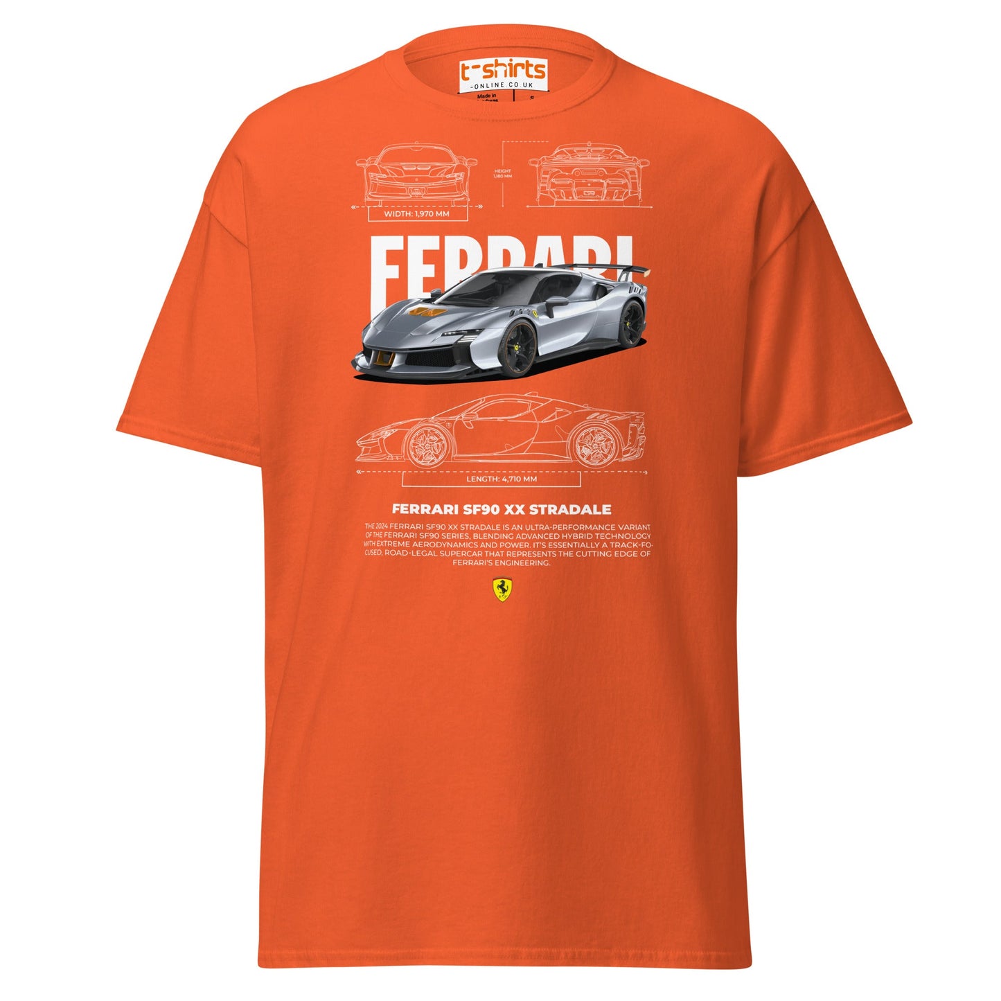 Ferrari SF90 XX Stradale T-Shirt | Supercar Power Tee - Orange - T-Shirts Online