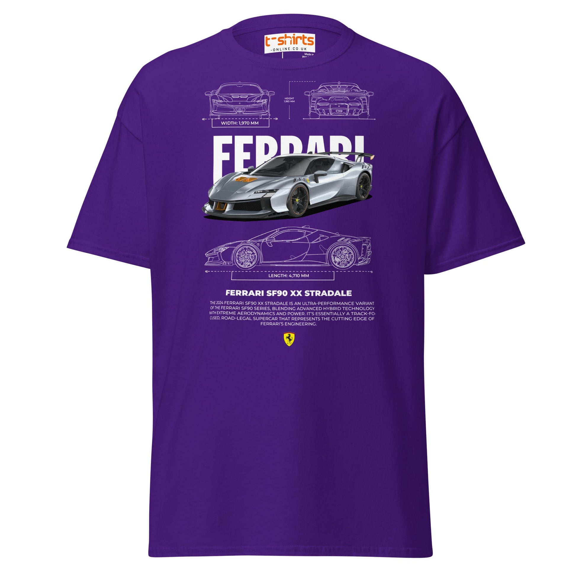 Ferrari SF90 XX Stradale T-Shirt | Supercar Power Tee - Purple - T-Shirts Online