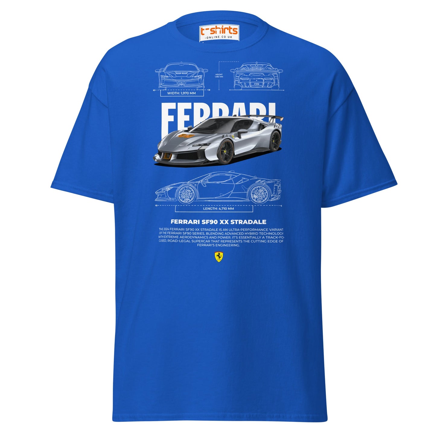 Ferrari SF90 XX Stradale T-Shirt | Supercar Power Tee - Royal - T-Shirts Online