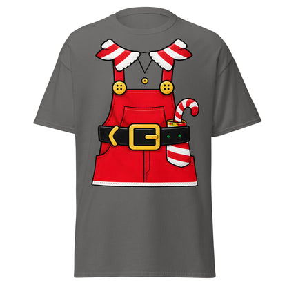 Festive Elf Overall T-Shirt - Christmas Costume Tee - Charcoal - T-Shirts Online