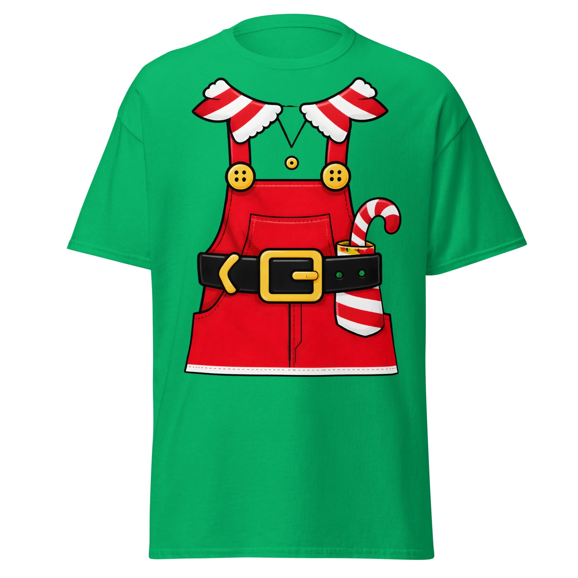 Festive Elf Overall T-Shirt - Christmas Costume Tee - Irish Green - T-Shirts Online