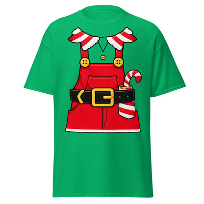Festive Elf Overall T-Shirt - Christmas Costume Tee - Irish Green - T-Shirts Online