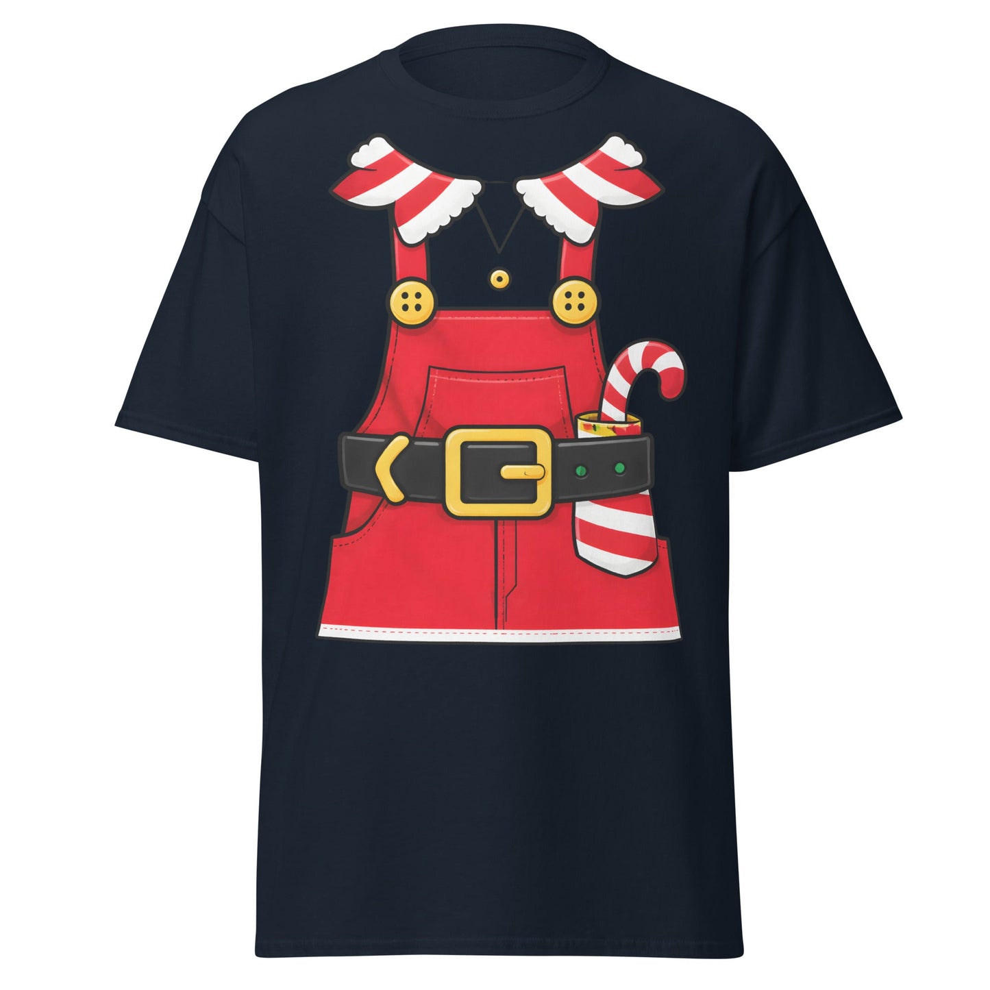 Festive Elf Overall T-Shirt - Christmas Costume Tee - Navy - T-Shirts Online