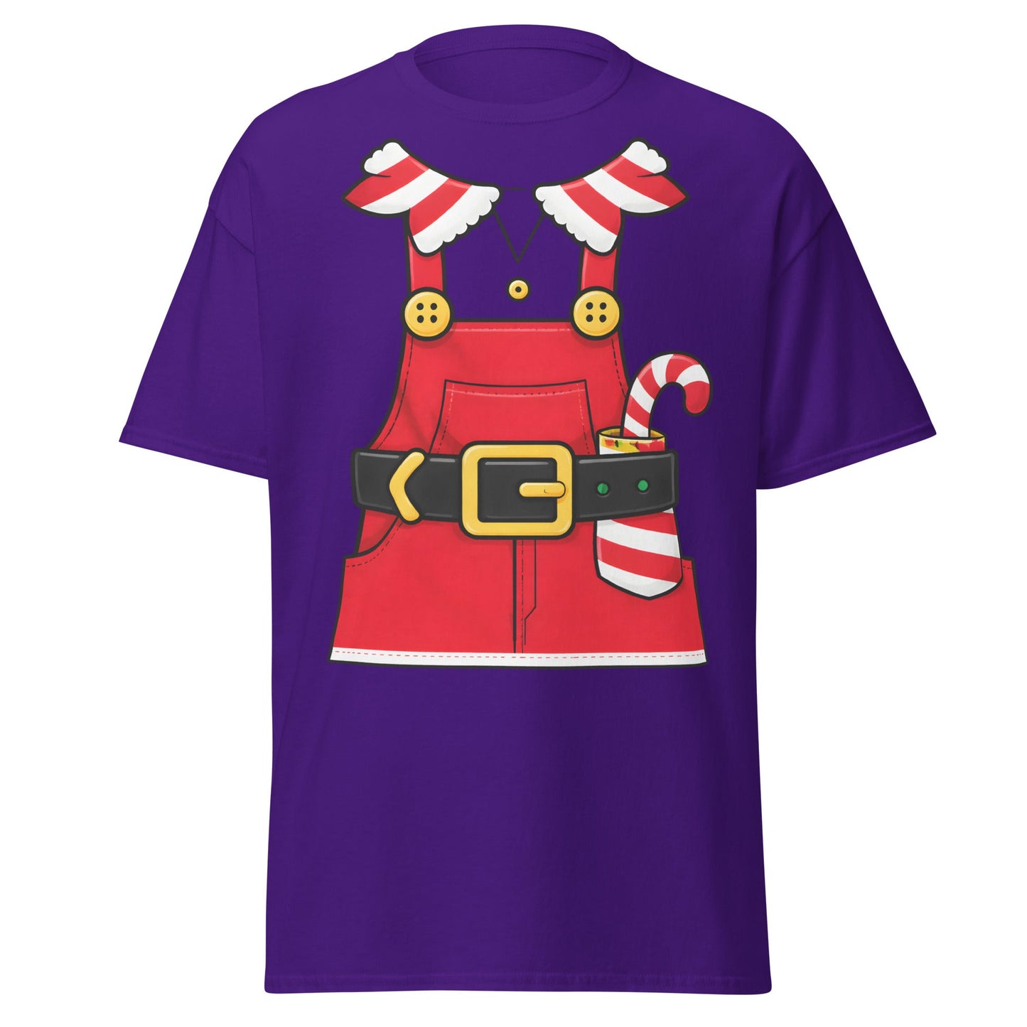 Festive Elf Overall T-Shirt - Christmas Costume Tee - Purple - T-Shirts Online