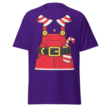 Festive Elf Overall T-Shirt - Christmas Costume Tee - Purple - T-Shirts Online