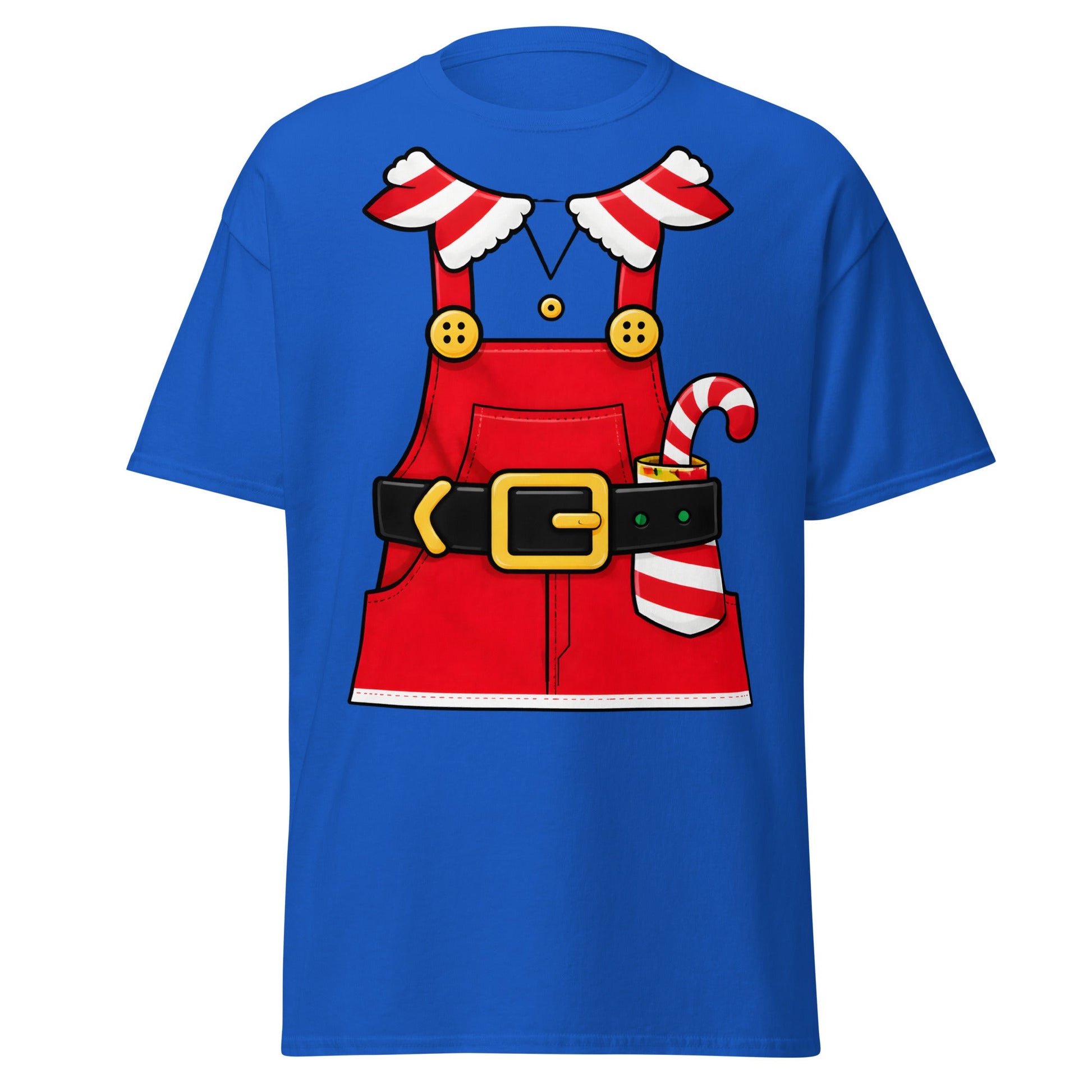 Festive Elf Overall T-Shirt - Christmas Costume Tee - Royal - T-Shirts Online