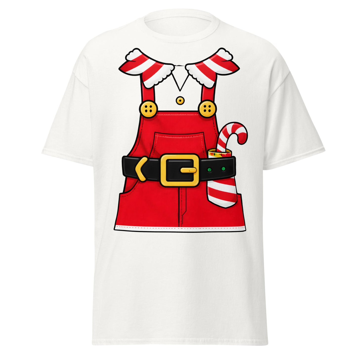 Festive Elf Overall T-Shirt - Christmas Costume Tee - White - T-Shirts Online